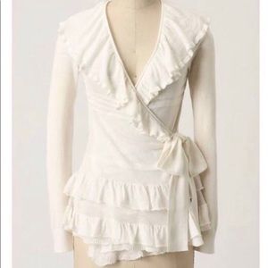 Guinevere White Wrap Sweater